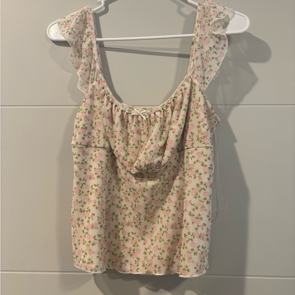 See You Monday Cream Ruffled Camisole